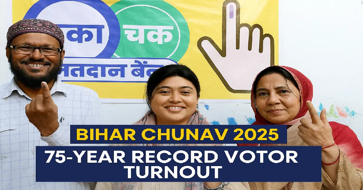 Bihar Election 2025 Voter Turnout Crowd Outside Polling Booth