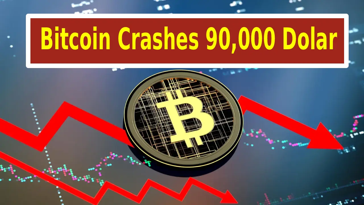 Bitcoin price chart showing sharp decline below $90,000 in November 2025