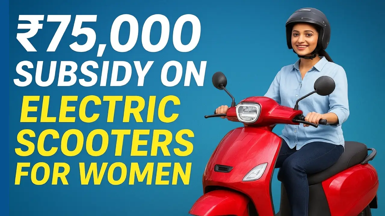 Women receiving subsidy for electric scooter in India