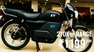 Hero Splendor Electric 2026, blue EV bike with classic design and family rider