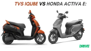 Honda Activa Electric vs TVS iQube comparison image with both scooters side by side on city street