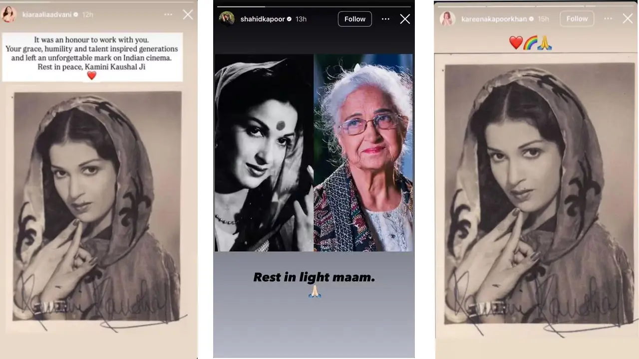 Kamini Kaushal latest news as Bollywood stars Shahid Kapoor, Kareena Kapoor and Kiara Advani mourn her death