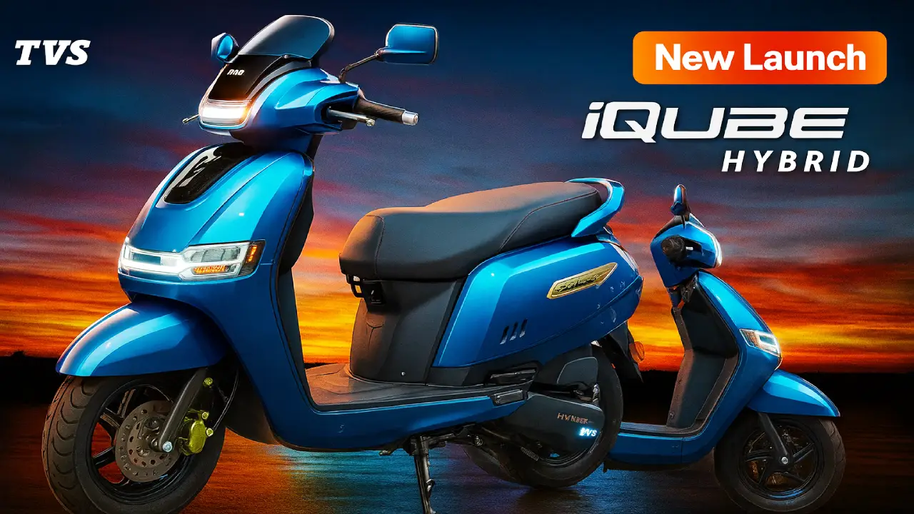 TVS iQube Hybrid Scooter 2025 Model Front and Side View