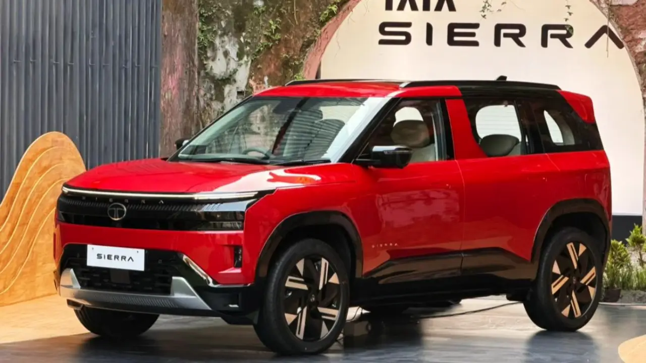 Tata Sierra 2025 exterior design front view with connected DRL