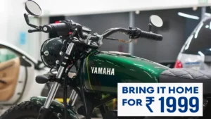 Yamaha RX100 2025 premium retro bike, 125cc engine, blue color