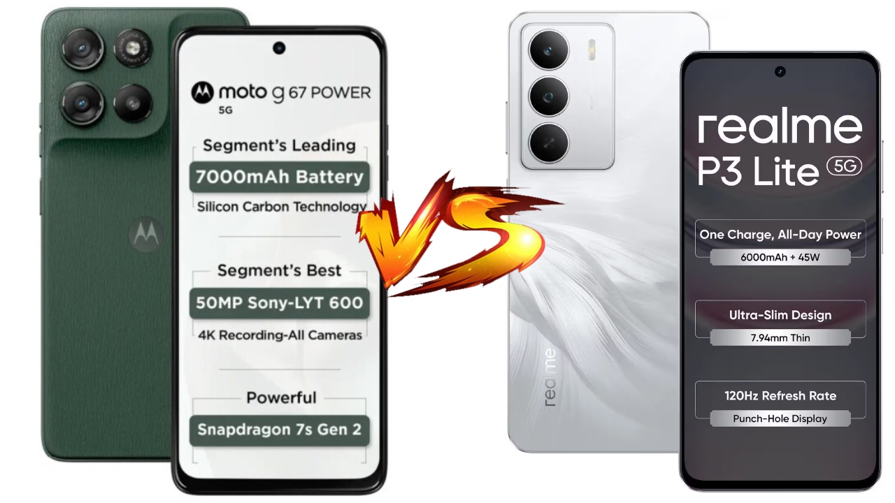 Moto G67 Power 5G vs Realme P3 Lite 5G: Best 5G Phone Under ₹16,000? Full Comparison (2025)