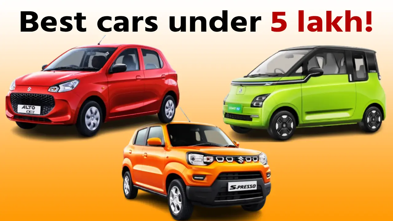 Cheapest cars India under 5 lakh Maruti S-Presso Alto K10 MG Comet EV