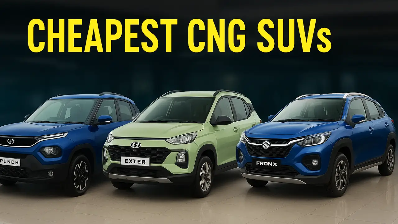 Cheapest CNG SUVs India Tata Punch Hyundai Exter Maruti Fronx comparison