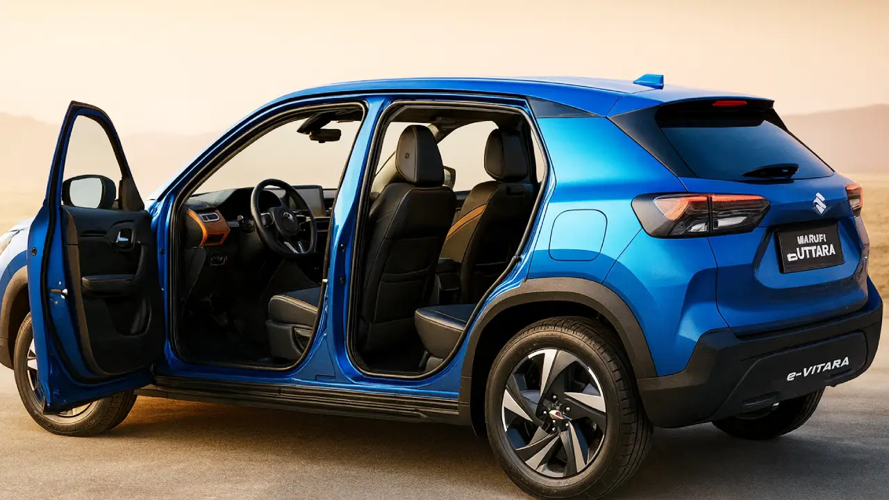 Maruti Suzuki e-Vitara Electric SUV 2025 – 500 KM Range, 6 Airbags, Panoramic Sunroof