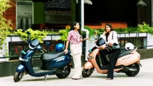 TVS iQube electric scooter 212 km range touchscreen college student