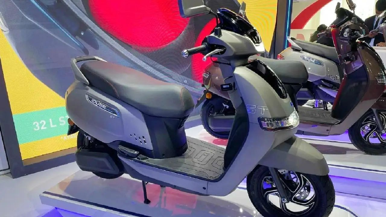 TVS iQube electric scooter 212 km range touchscreen college student
