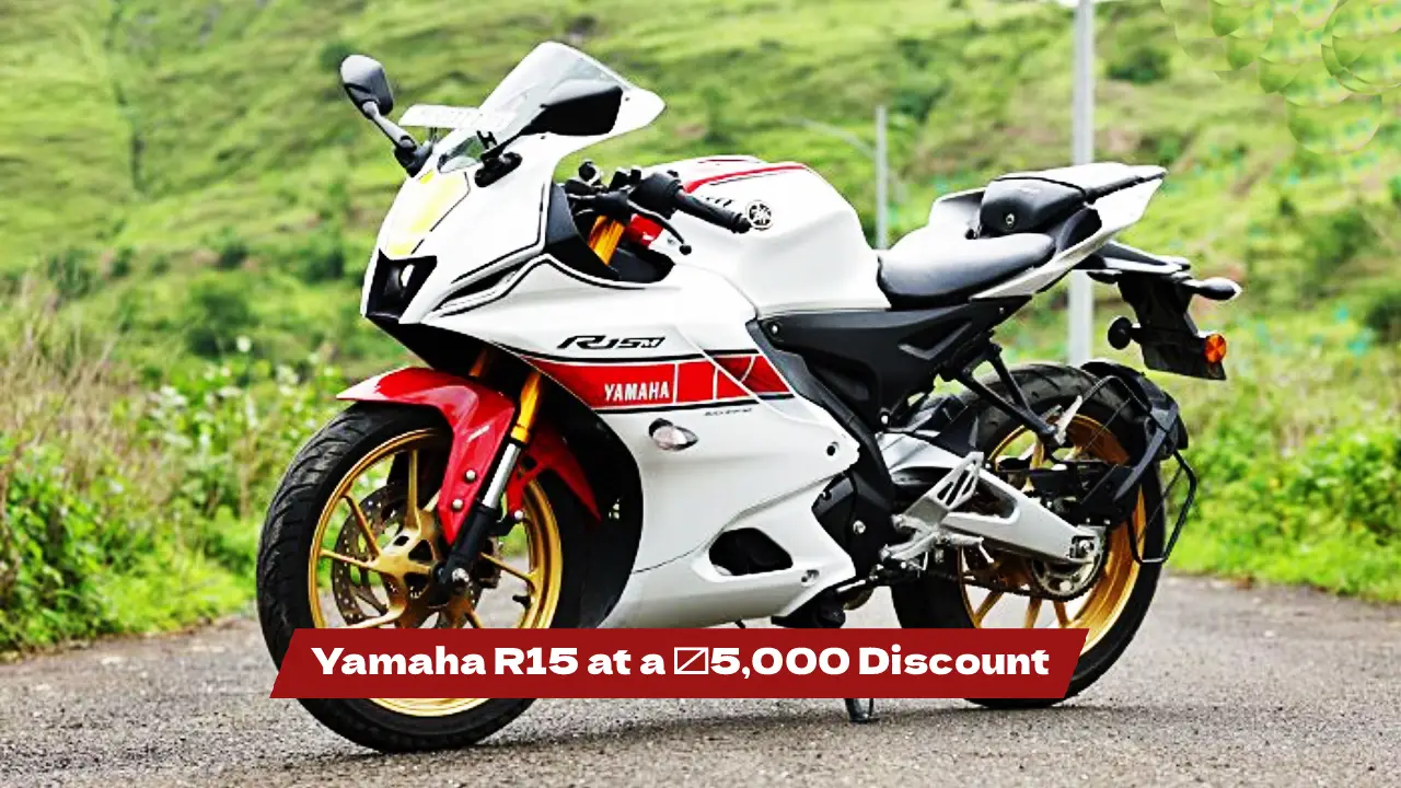 Yamaha R15M in its 70th Anniversary livery parked on a race track